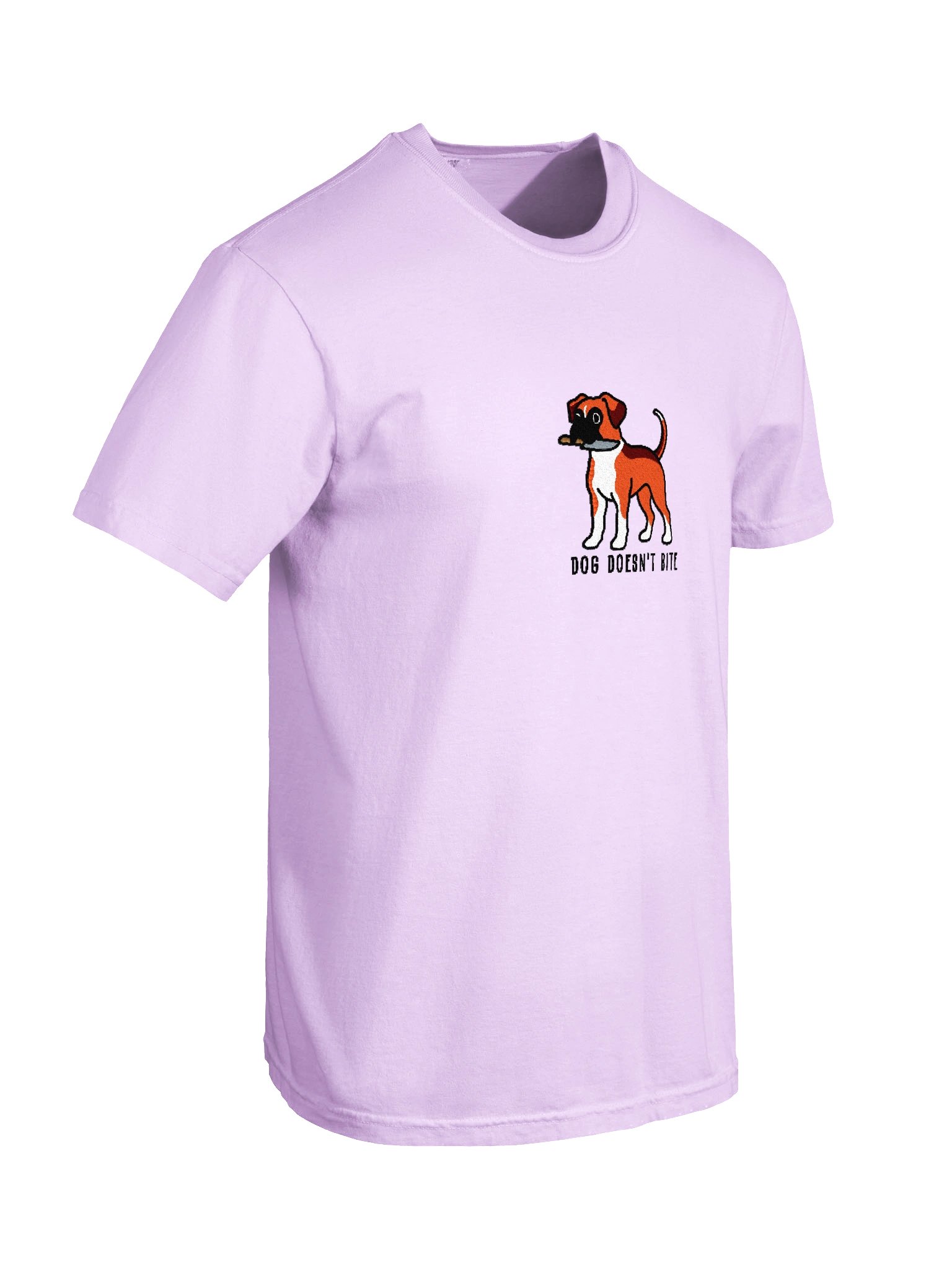 Dog Doesn't Bite Funny Chibi-Style Embroidered T-Shirt for Boxer(Red) Owners product image (100)