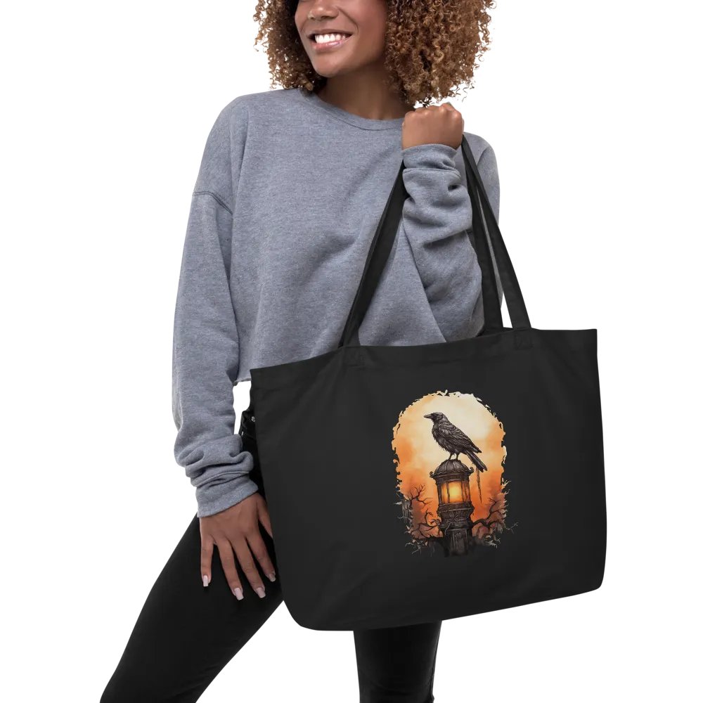 Crow's Nightlight: Eco-friendly organic cotton twill tote bag product image (5)