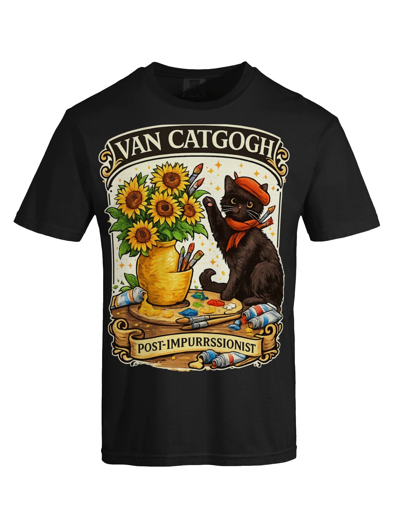 Comfort Colors Cat T-Shirt Funny Cat Shirt Van Gogh Shirt Cat Meme Shirt Black Cat T-Shirt Art Shirt Artist Tee Kitty Lover Tee product image (44)