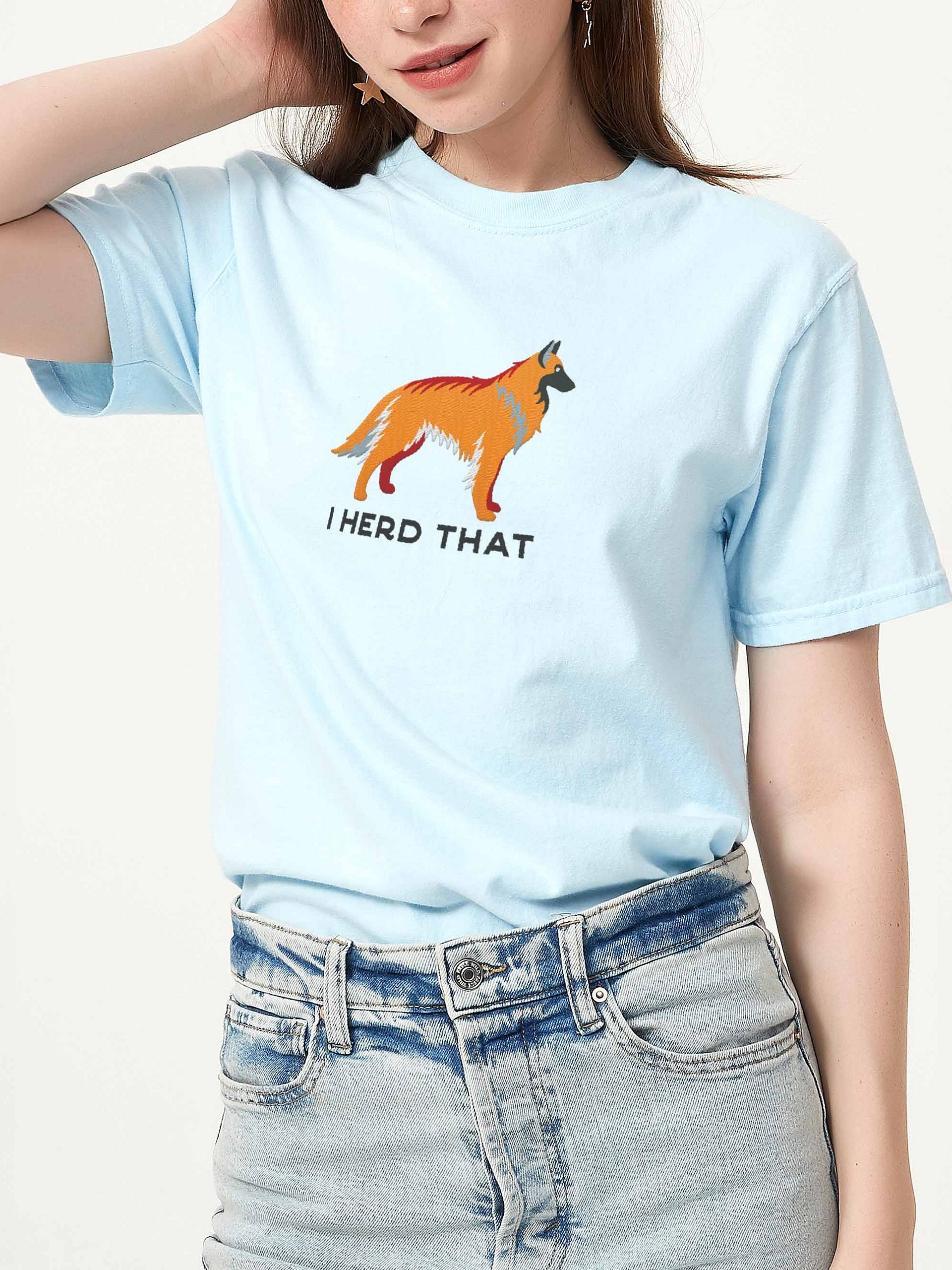 I Herd That T-Shirt(Embroidered) of a Belgian Tervuren(Tan) product image (2)