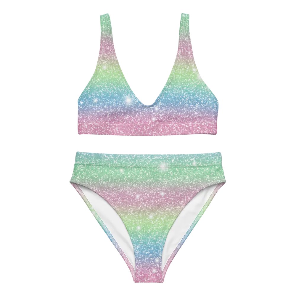Glitter Unicorn Texture Design High Waisted Bikini (9) product image (2)