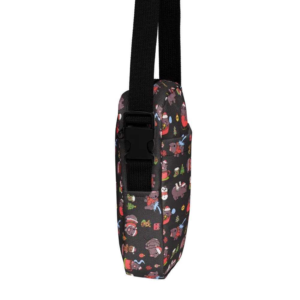 MOODENG'S BLACK CHRISTMAS UTILITY CROSSBODY BAG! product image (8)