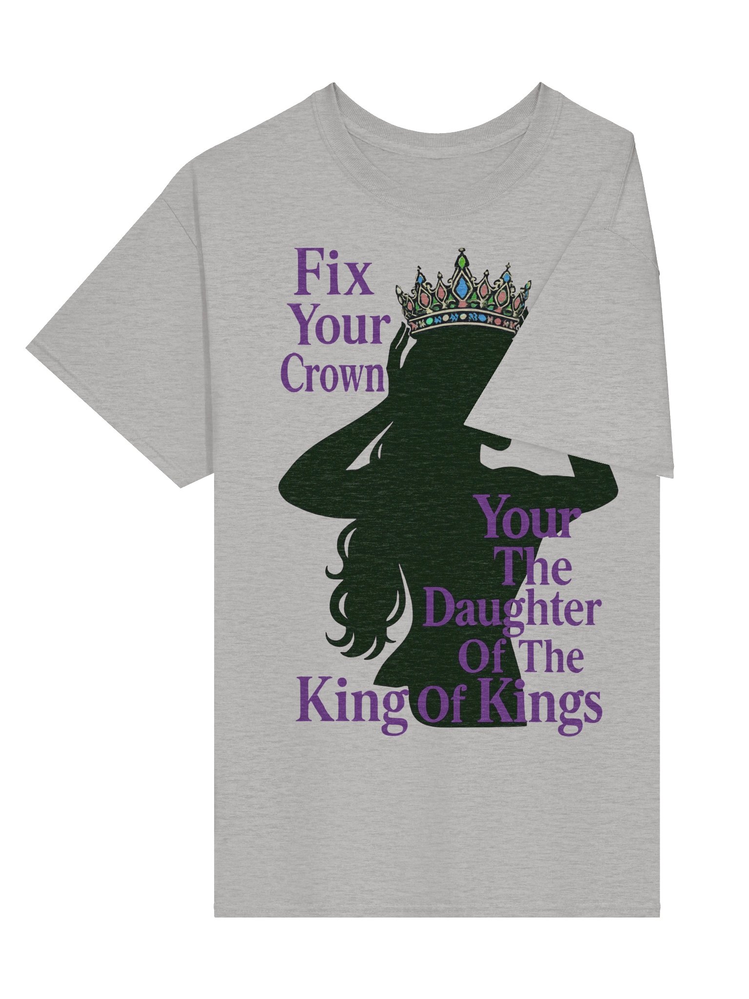 Fix Your Crown Daughter of the King Christian T Shirt for Women Faith Based Apparel Kingdom Identity Shirt product image (3)