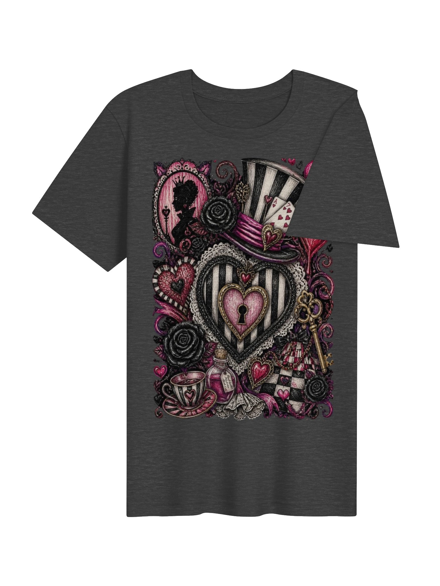 Alice in Wonderland Graphic Tee, Queen of Hearts, Whimsigoth Dark Fairytale product image (5)