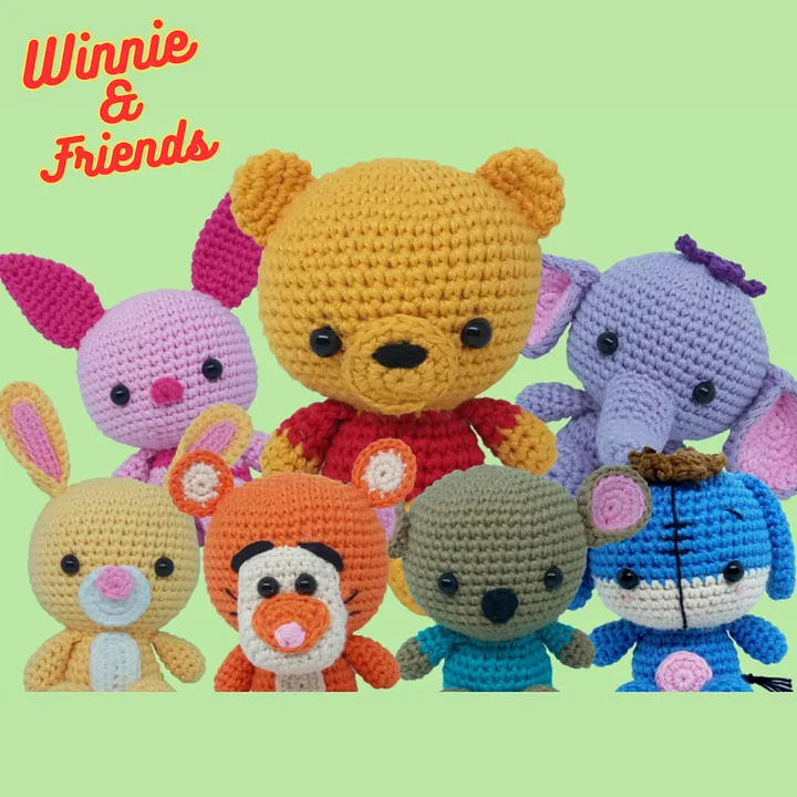 7 in 1 Pattern. Winnie & Friends Amigurumi Crochet Pattern product image (2)