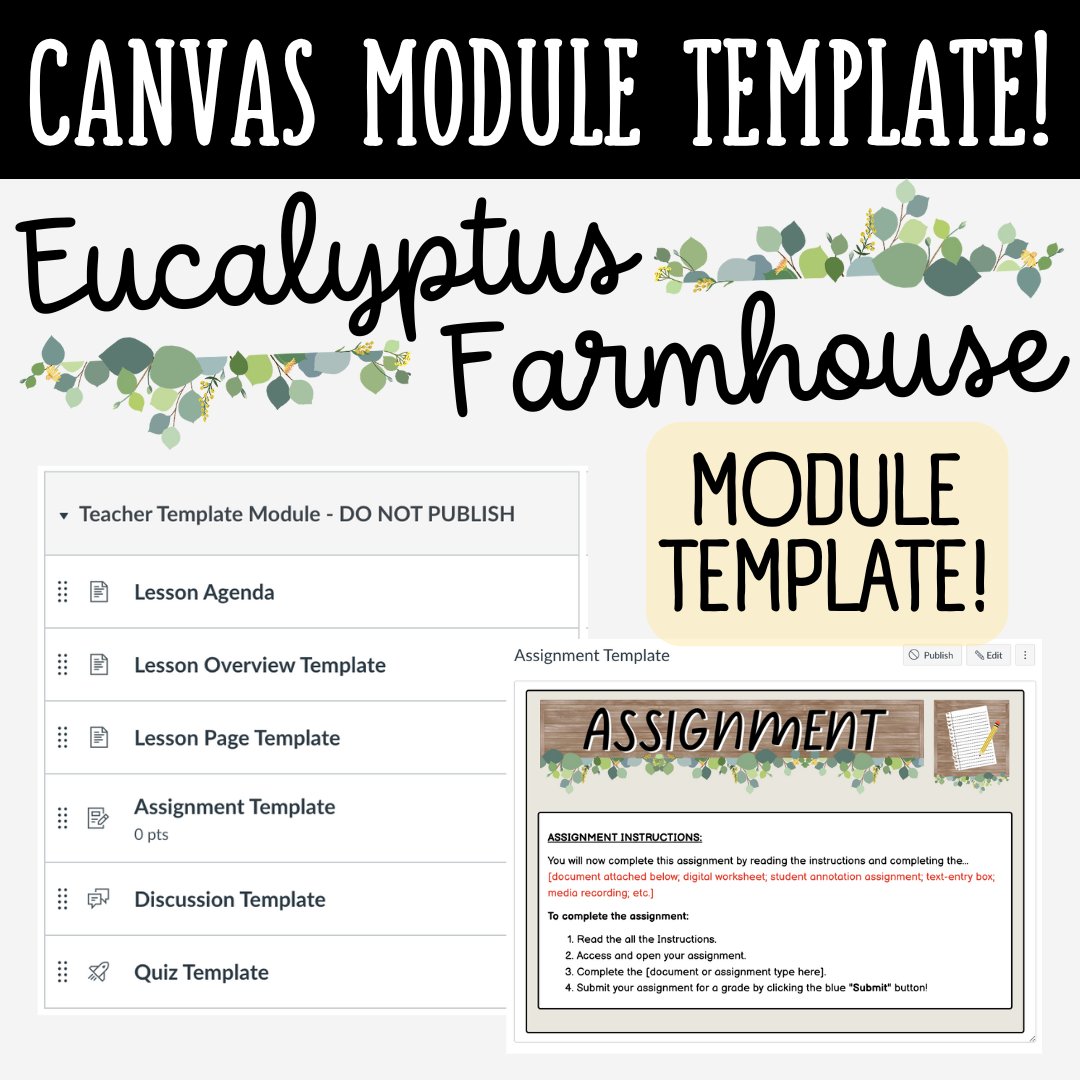 Canvas LMS Template - MODULE - Eucalyptus Farmhouse - 100% Customizable product image (1)