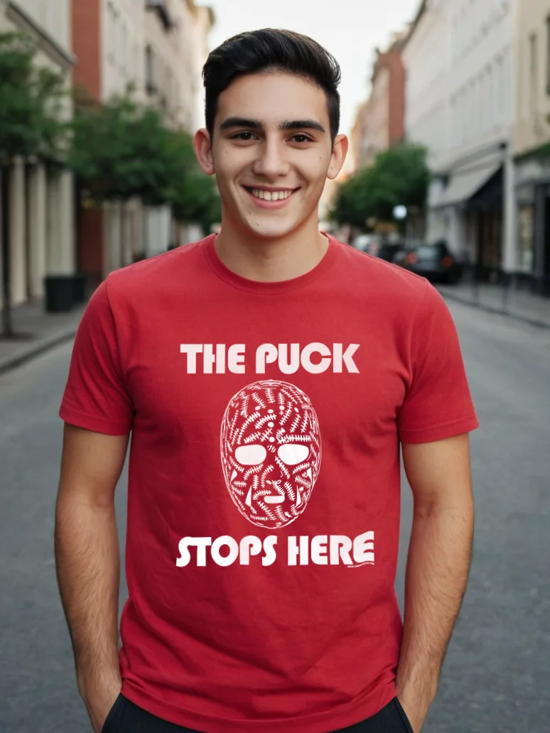 Funny Hockey T-Shirt – The Puck Stops Here – Beer League Hockey Shirt for Men – Gift for Goalies & Hockey Players product image (2)