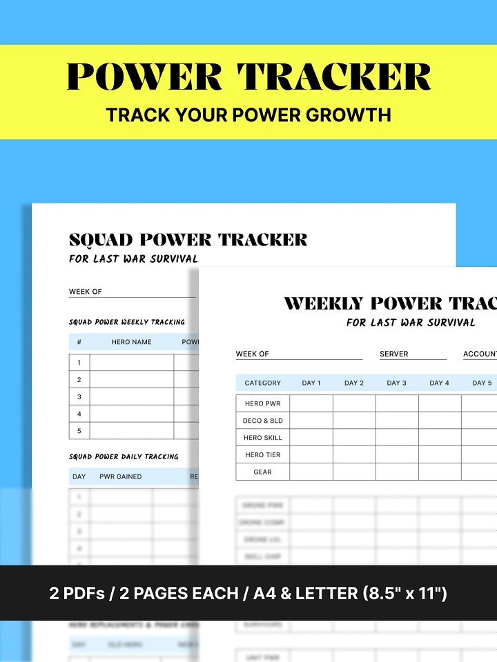 Power Tracker Printable Kit for Last War Survival product image (1)