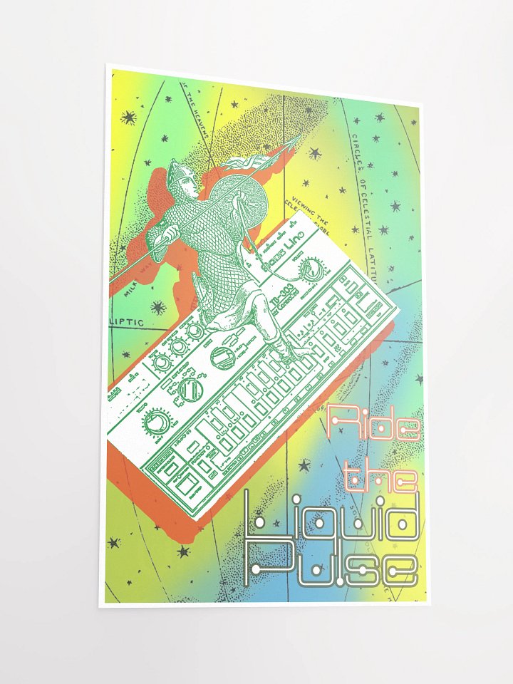 Ride the Liquid Pulse, tb-3-0-3 tribute, by Frank Fonik, Techno EDM Matte Paper Poster product image (1)