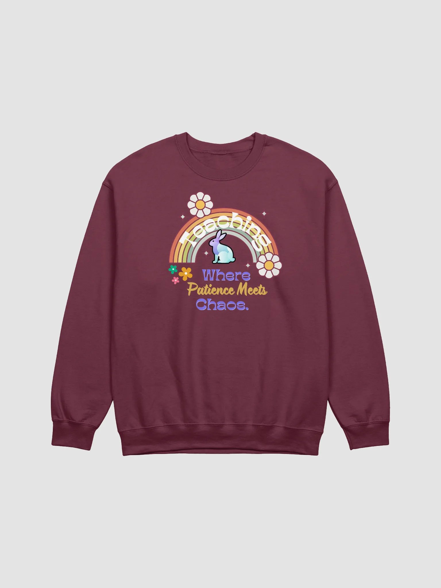 Bunny Teaching Where Patience Meets Chaos, Teachers Gildan Sweatshirt product image (2)