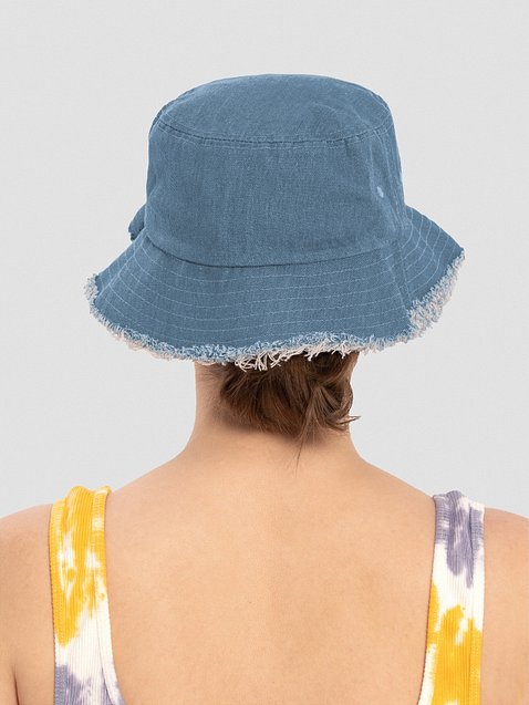 Photo showing Capstone Distressed Denim Bucket Hat
