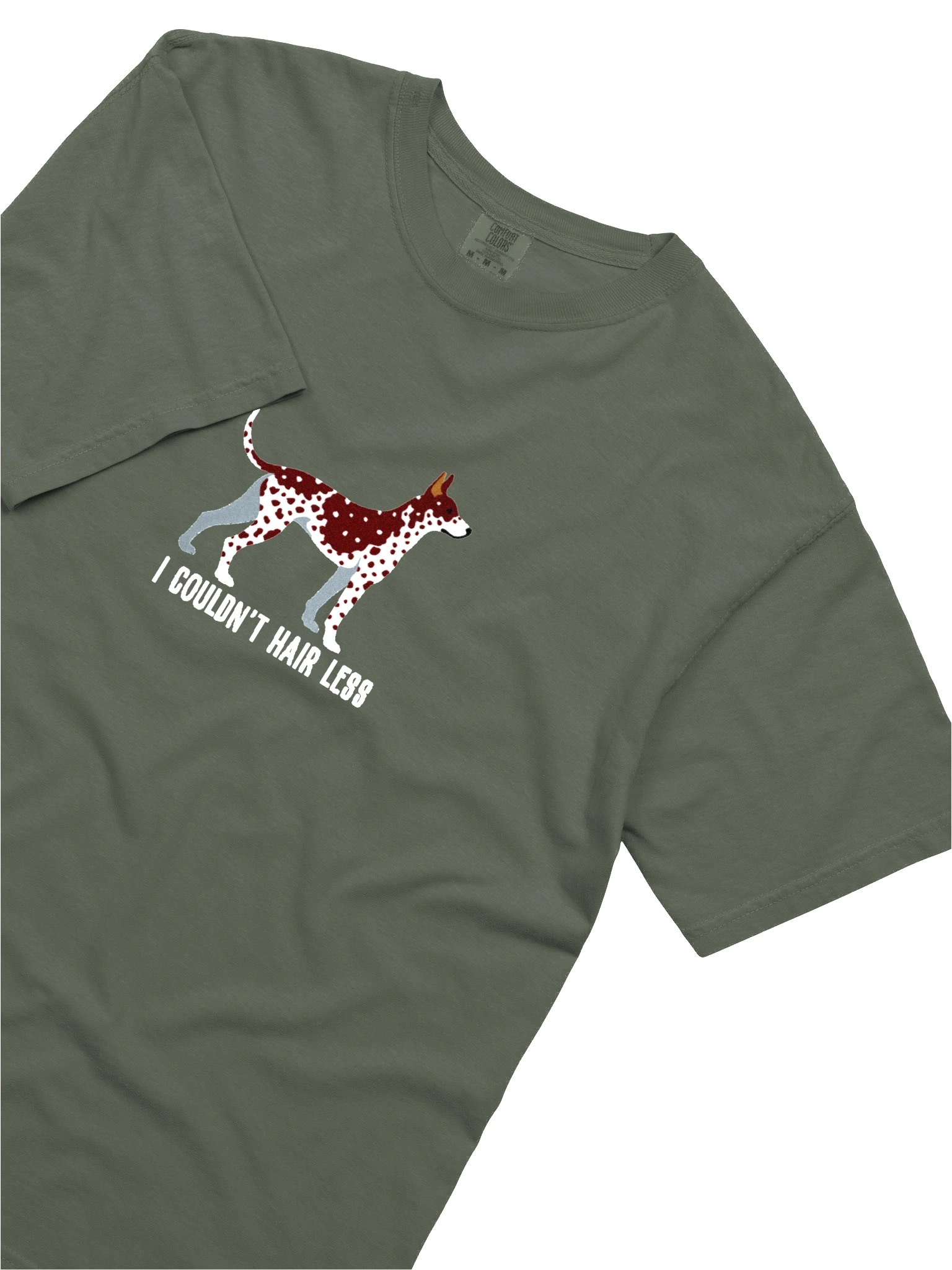 I Couldn't Hair Less T-Shirt(Embroidered) of a Mexican Hairless Dog/Xoloitzcuintli(Brown & White) product image (8)