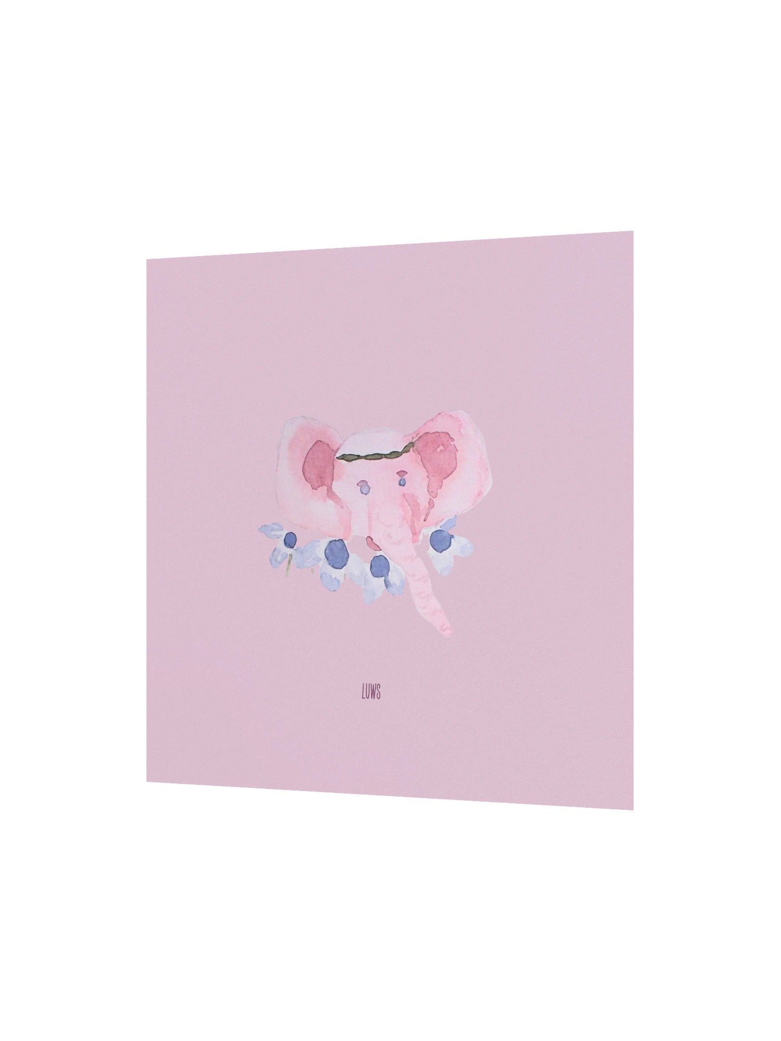Ella, the elephant | Pastel Pink Elephant Floral Poster (Unframed) product image (2)