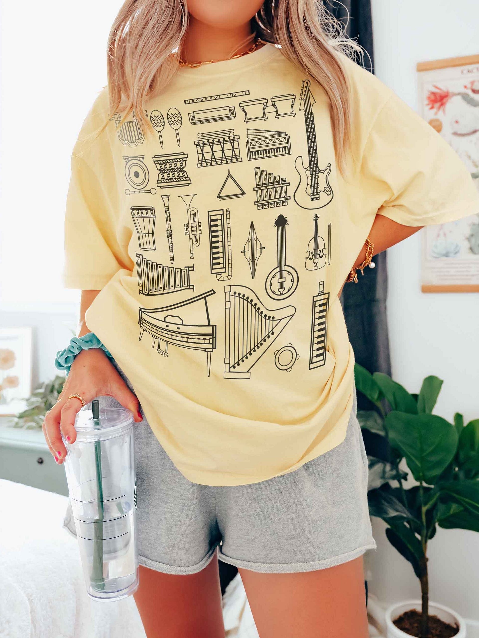 Vintage Musical Instruments Shirt – Retro Music Illustration Graphic Tee, Classic Band & Orchestra Design - Dark Academia product image (2)