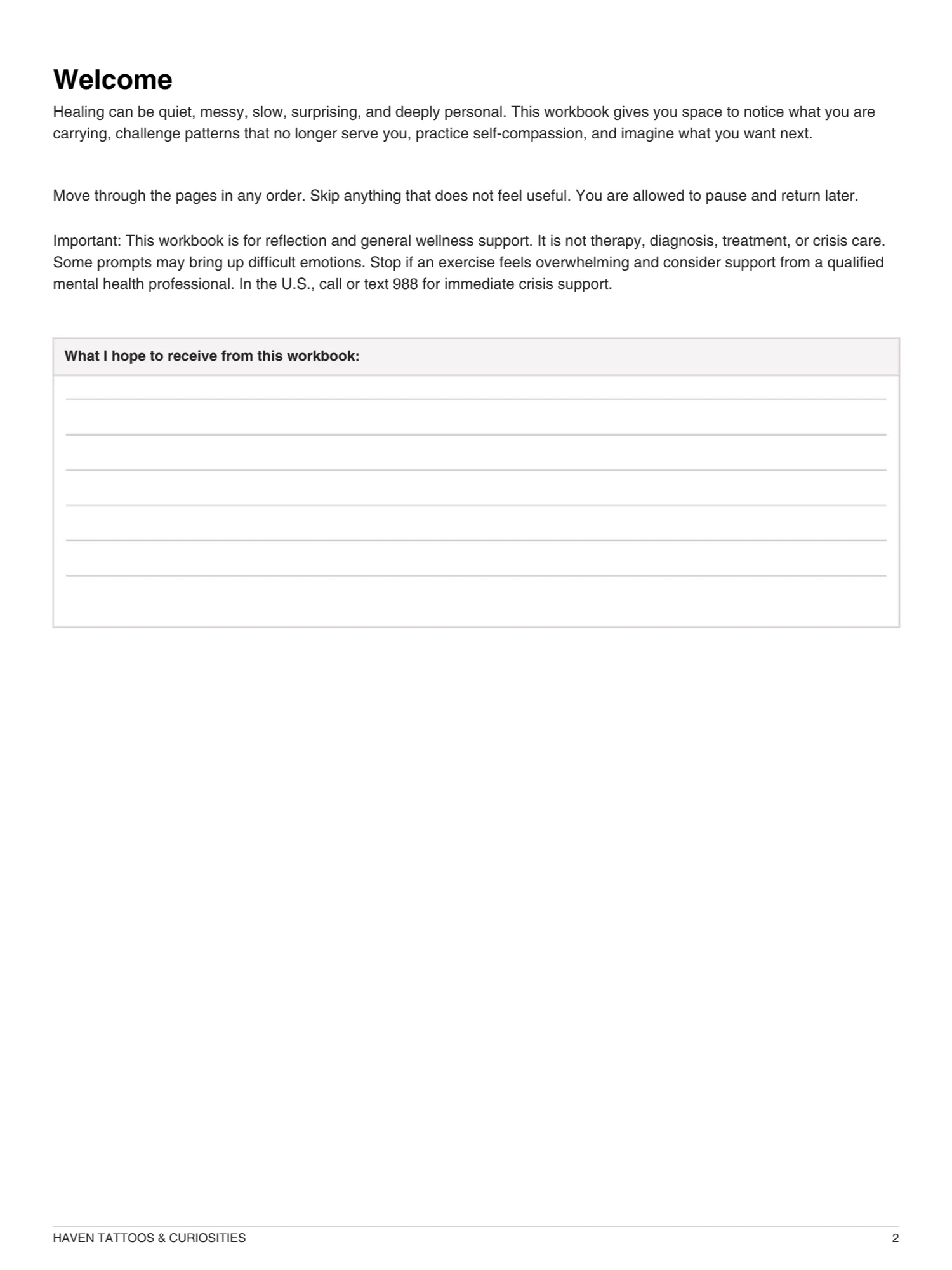 Haven Healing Journey Journal | 61-Page Mental Health & Self-Reflection Workbook product image (2)
