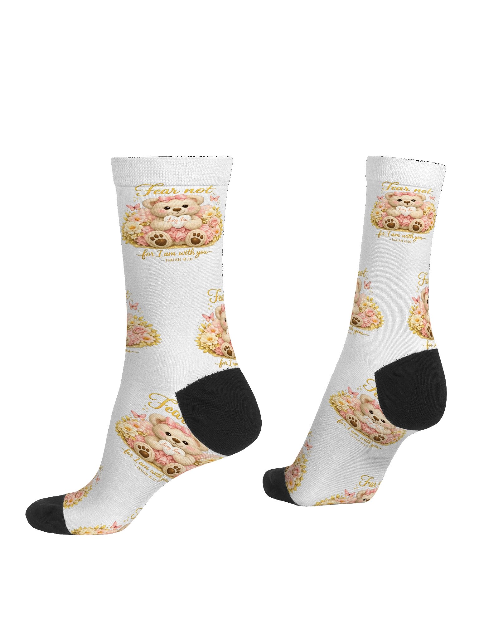 Cozy Faith Teddy Bear Crew Socks product image (4)