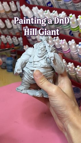 Painted this DnD Hill Giant using 5 key steps: priming, zenithal dry brushing, skin layering and glazing, clothes and props, ...