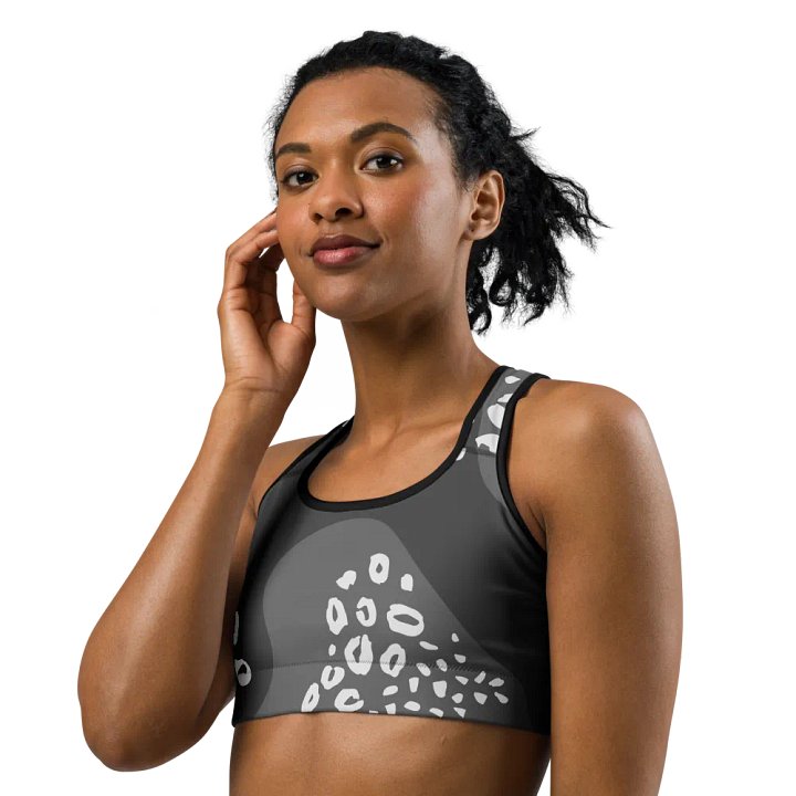 Grey Flowing Depths All-Over Sports Bra product image (3)