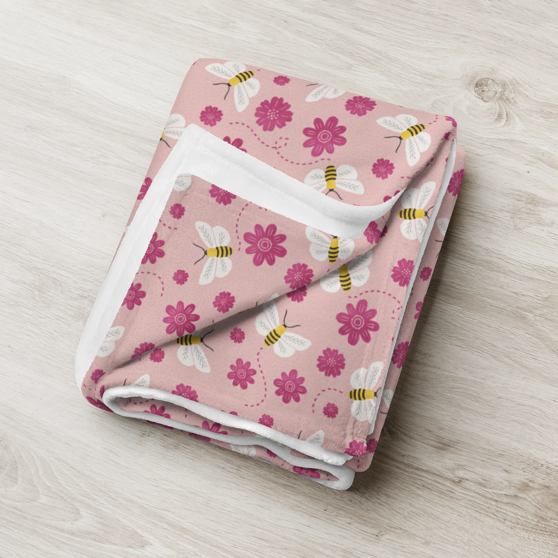 Little Pink Bees Throw Blanket product image (3)