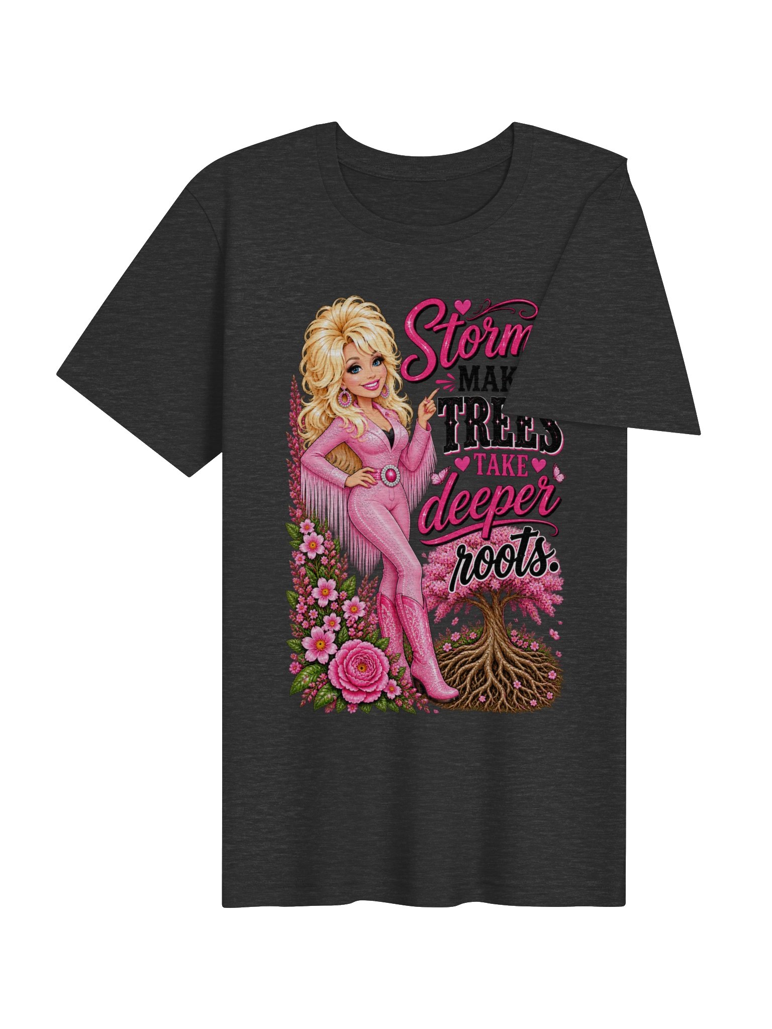 Storms Make Roots Deeper Pink Floral Tee product image (21)