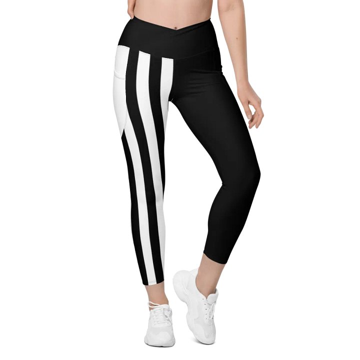 Striped crossover leggings with pockets product image (1)