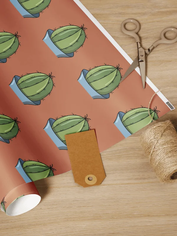 Barrel Cactus Bold Statement Pattern Illustrated Gift Wrap, Matte or Glossy Finish product image (2)