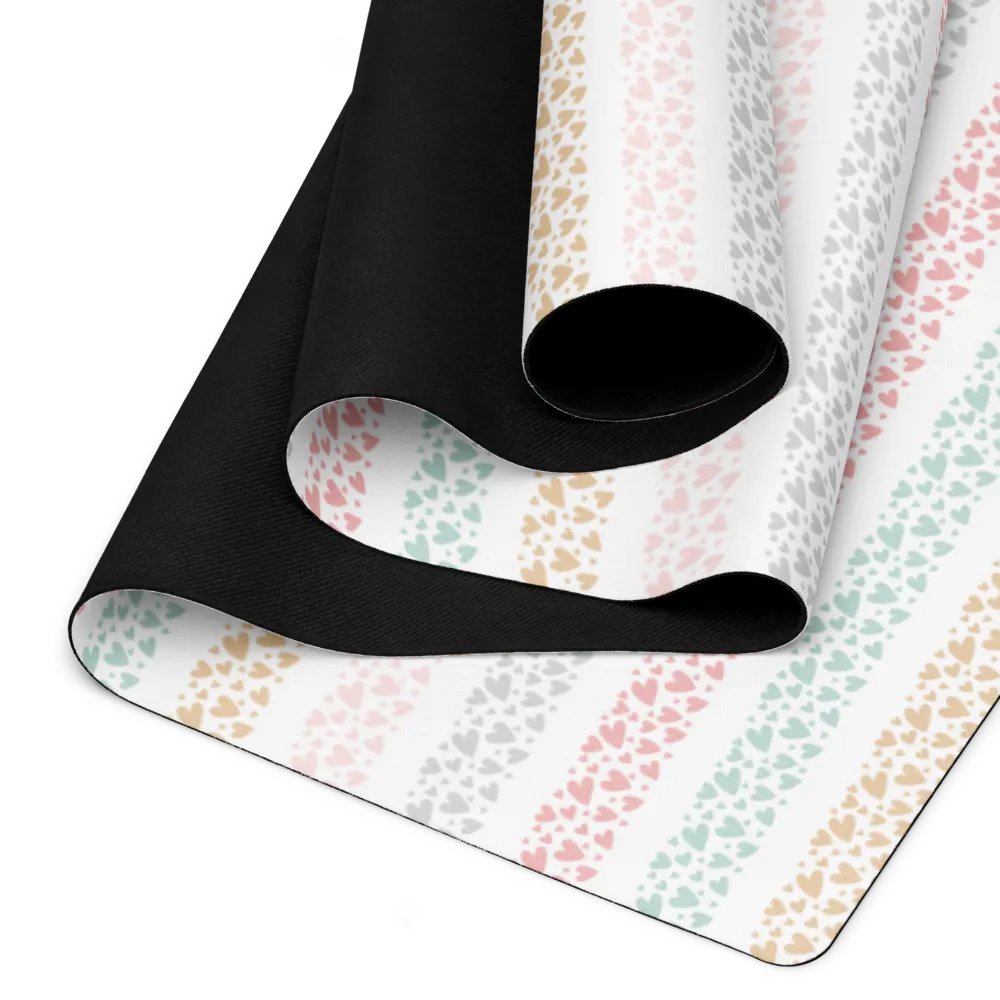 Colorful Pastel Heart Shaped Stripes Yoga Mat by Treasure Pie product image (3)