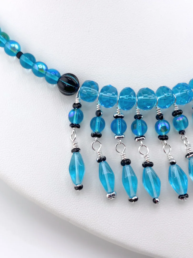 Aqua and Black Czech Glass Necklace and Earrings Set product image (2)