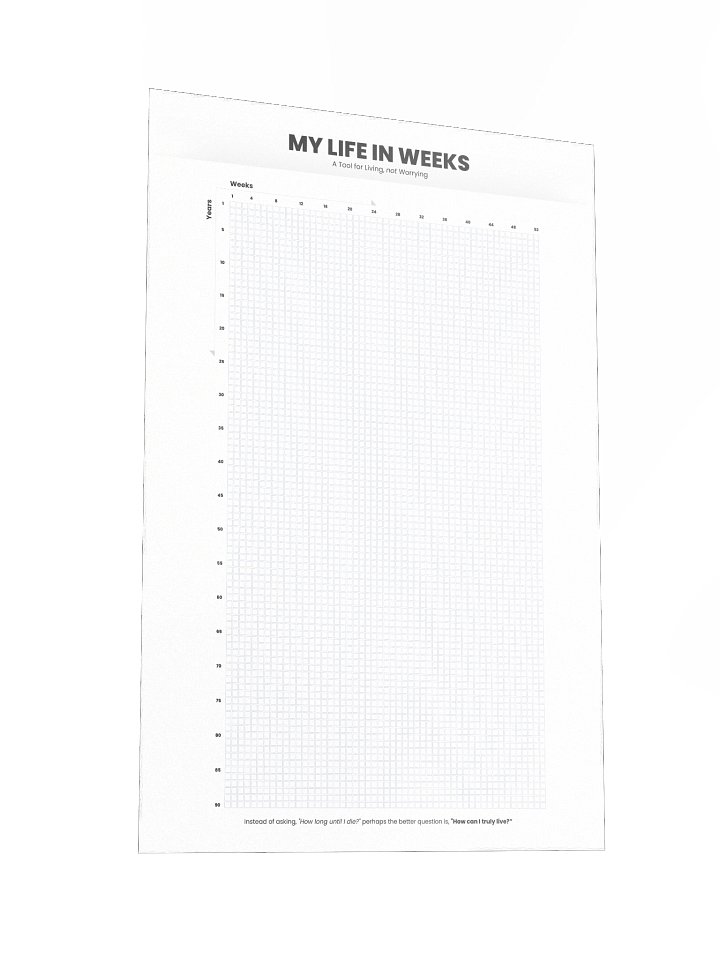 Life in Weeks Wall Planner | How Many Weeks Do You Have Left? | Vertical Poster, Home Office Decor, Minimalist Design, Time Management Tool product image (6)