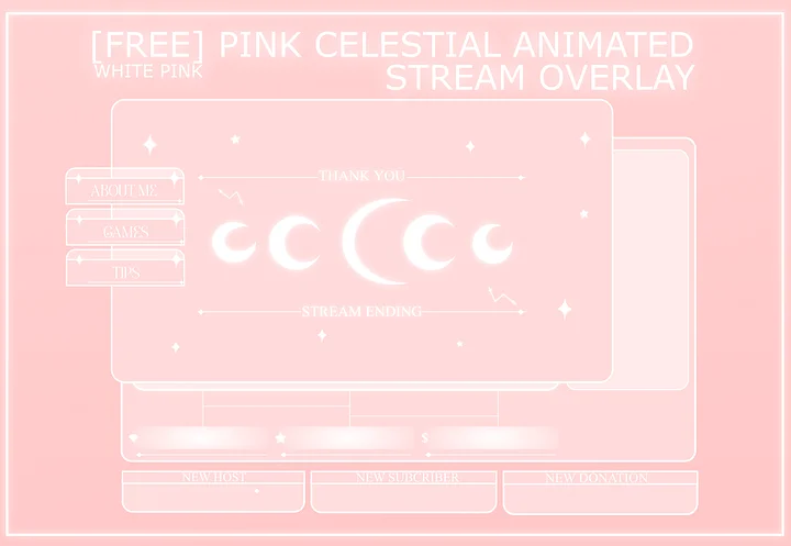 FREE PINK CELESTIAL ANIMATED STREAM OVERLAY, PINK STREAM OVERLAY, ANIMATED OVERLAY, CUTE PINK OVERLAY, SHINNY MOON OVERLAY product image (1)