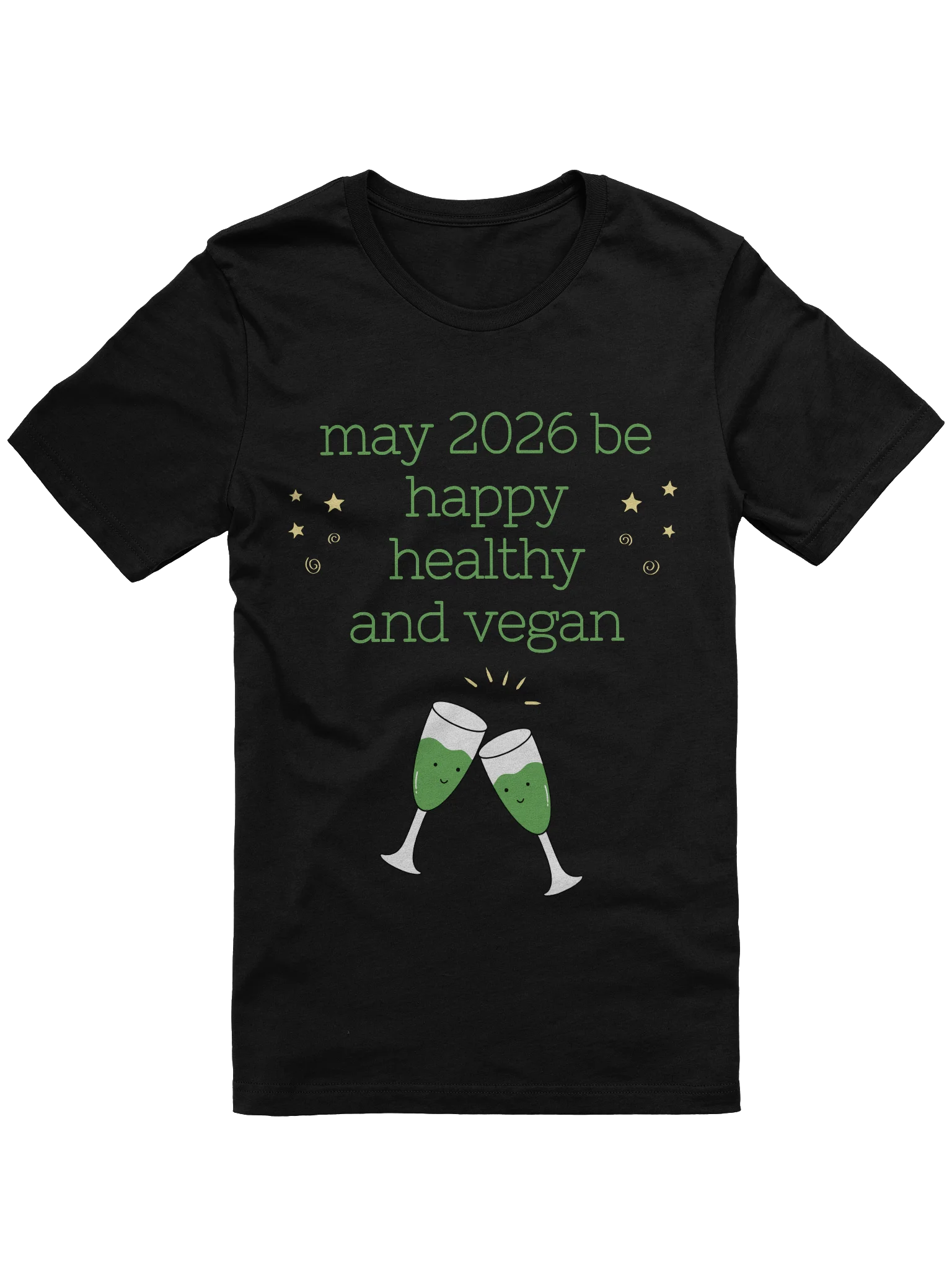 “Happy, Healthy, and Vegan 2026” Unisex Black T-Shirt product image (2)