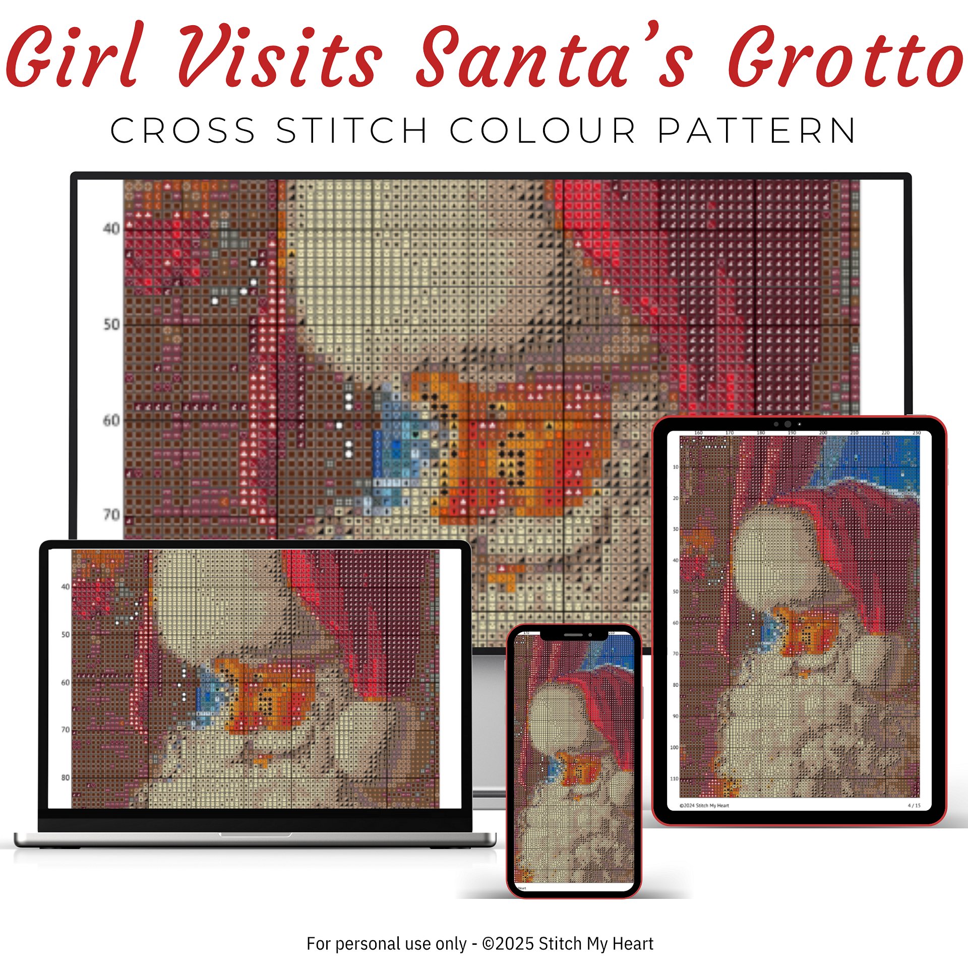 Girl Visits Santa's Grotto Cross Stitch Pattern product image (3)