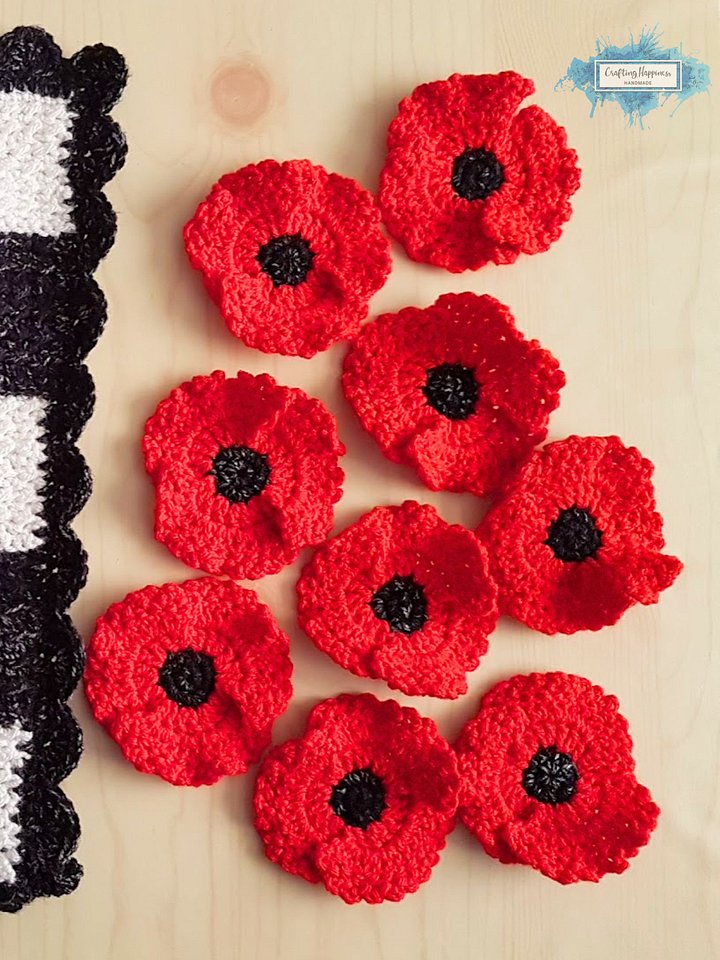 Red Poppy Flower Applique Crochet Pattern, US Terms (PDF Pattern) product image (2)