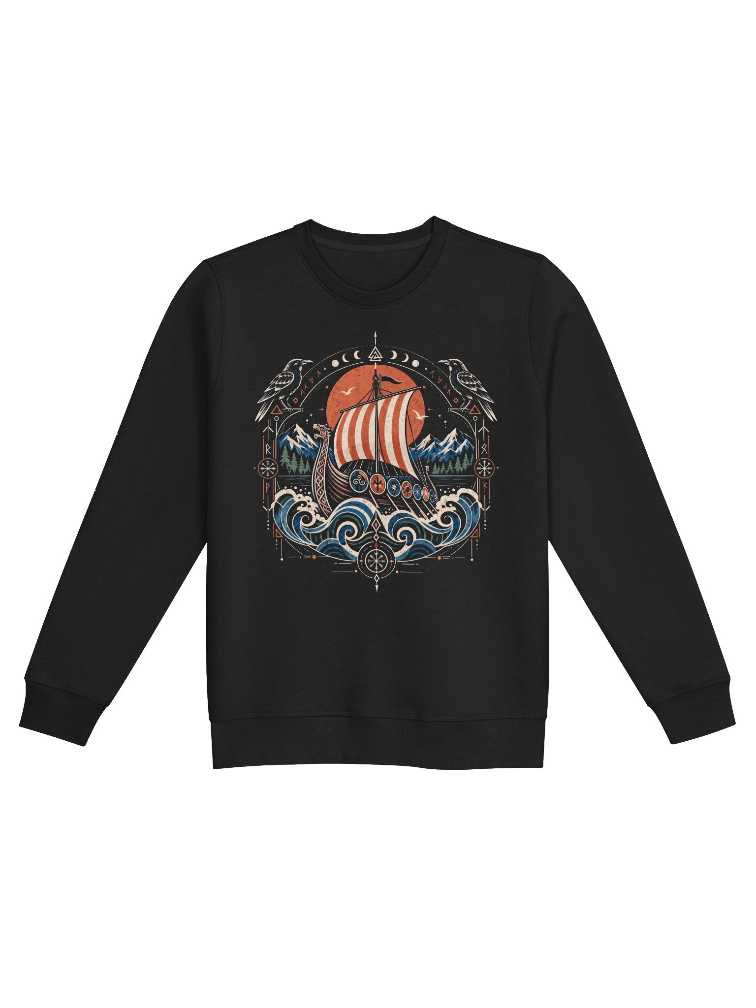 Huginn and Muninn Longship Graphic Sweatshirt product image (3)