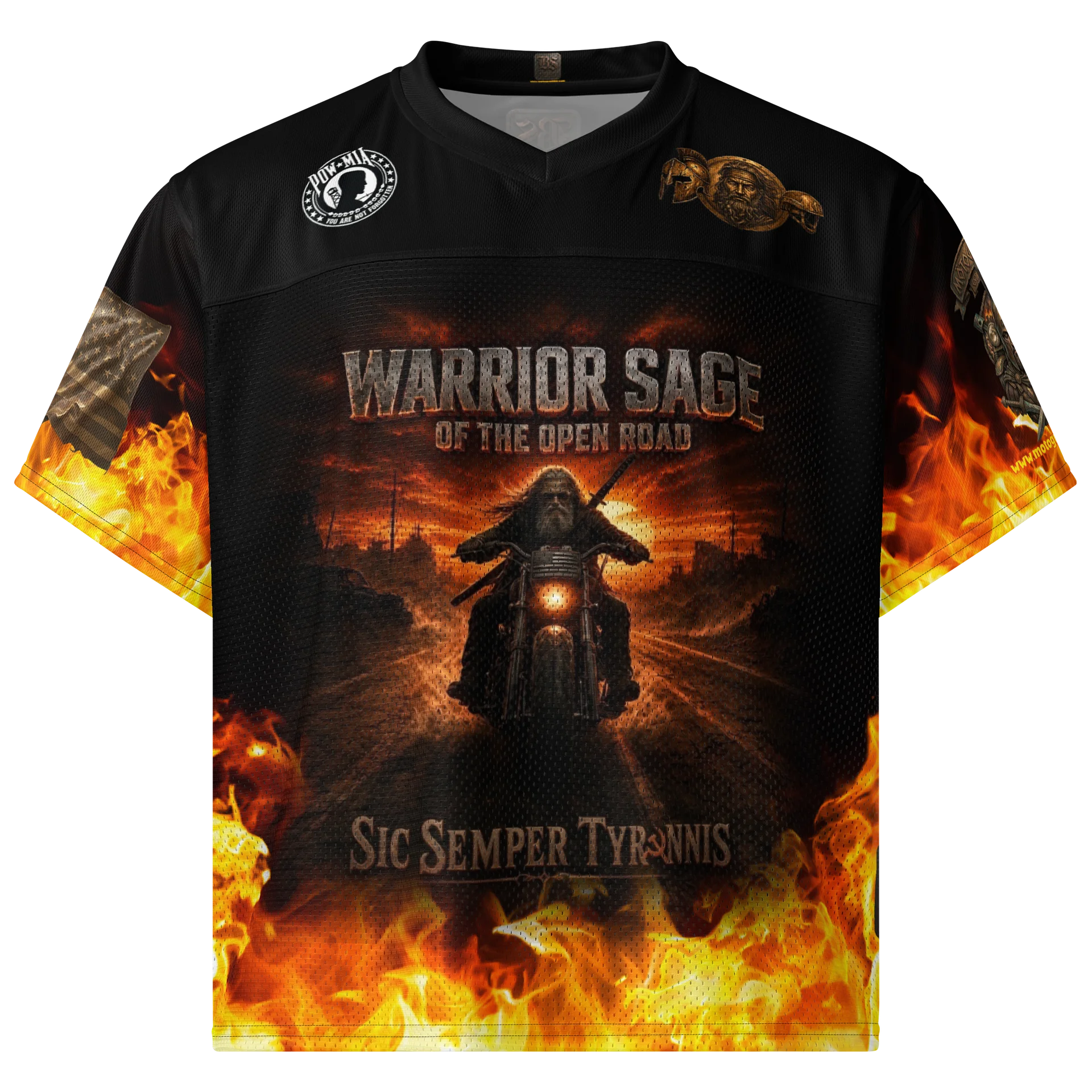 MötoGraffitti Warrior Sage Sic Semper Tyrranis Football Jersey product image (3)