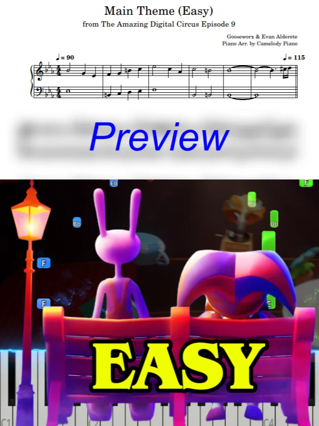 TADC Ep 9 Main Theme EASY Piano Arr. by Camelody Piano product image (1)