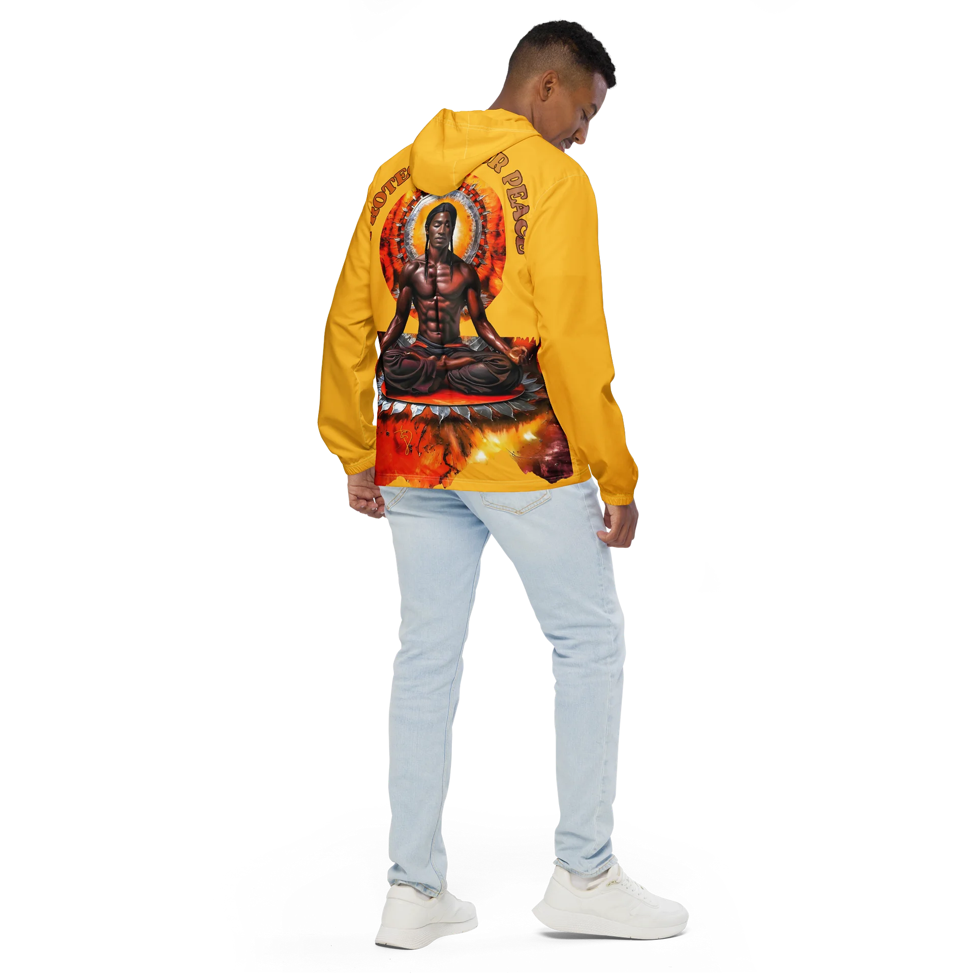 Gold Protect Your Peace Painted Windbreaker product image (1)