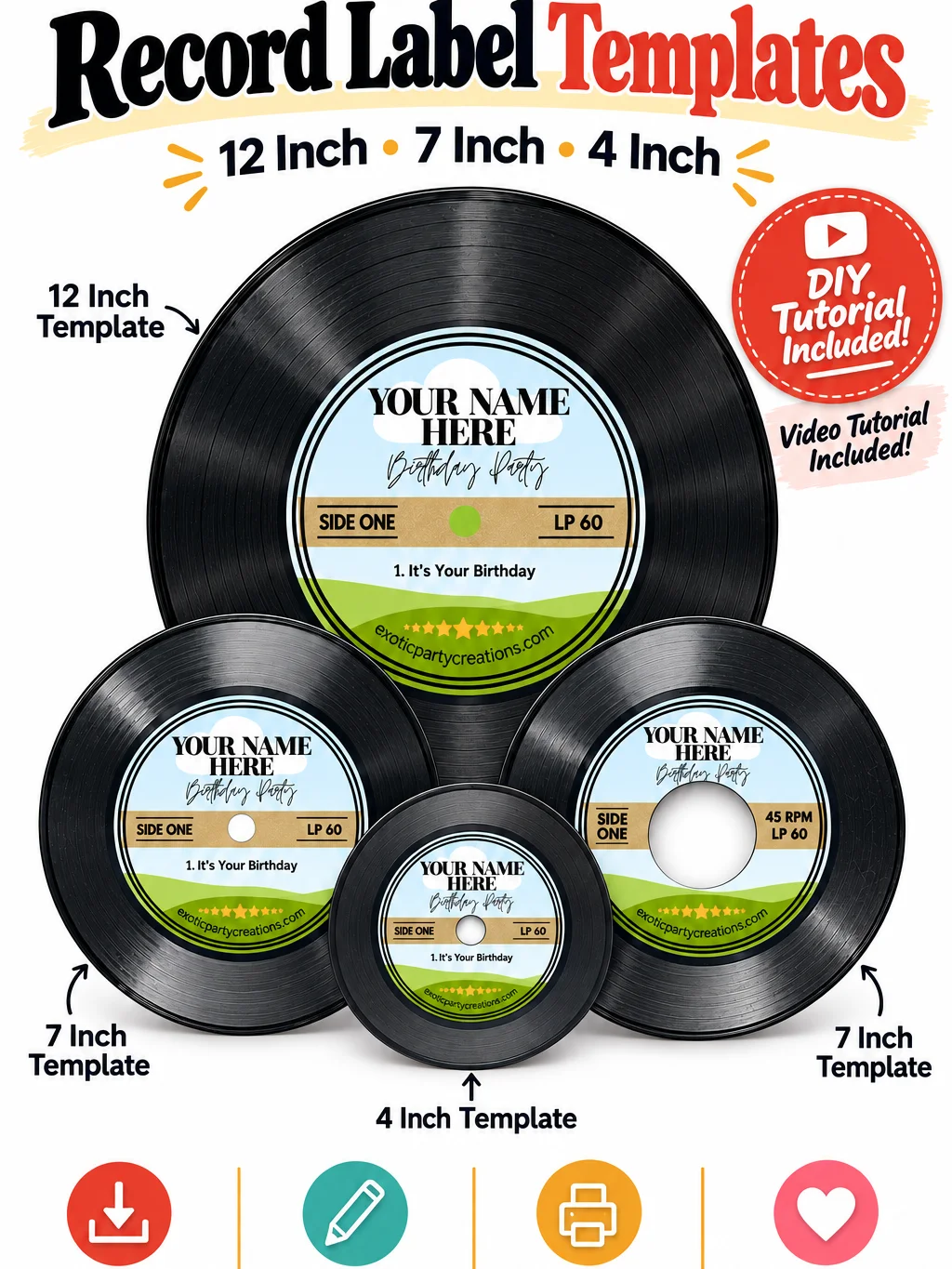 Custom Vinyl Record Sticker Labels with DIY Made Easy Canva Tutorial for Beginners product image (1)