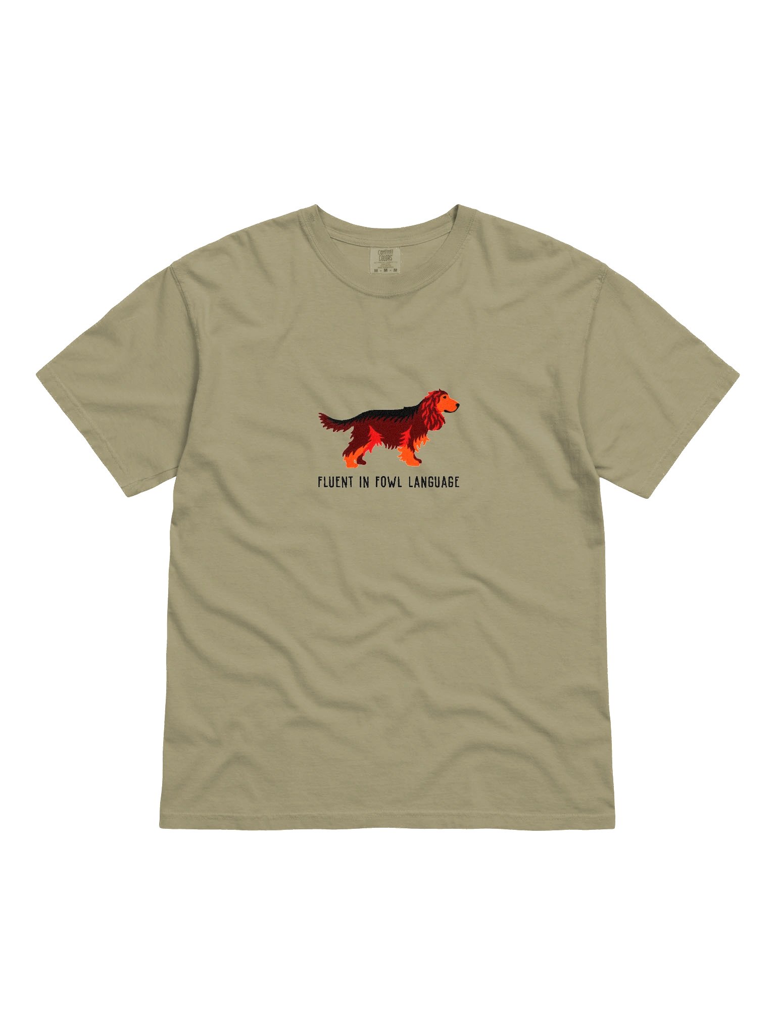 Fluent in Fowl Language T-Shirt(Embroidered) of an English Cocker Spaniel(Liver & Tan) product image (4)