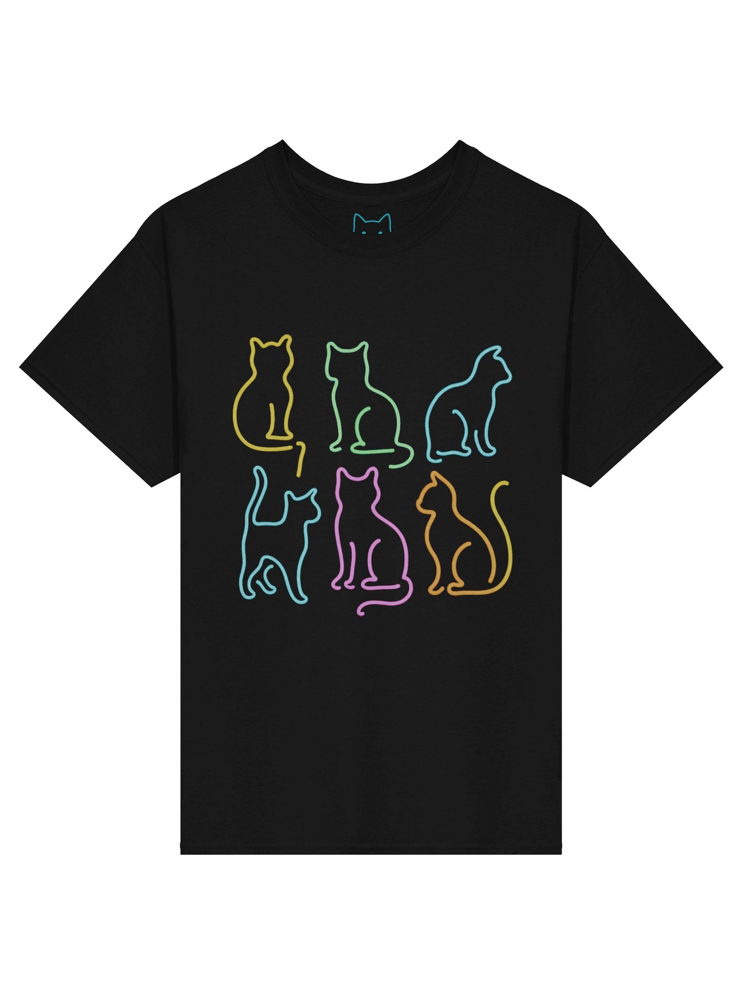 Neon Lights Cat Outlines Boxy Fit Unisex T-Shirt product image (4)