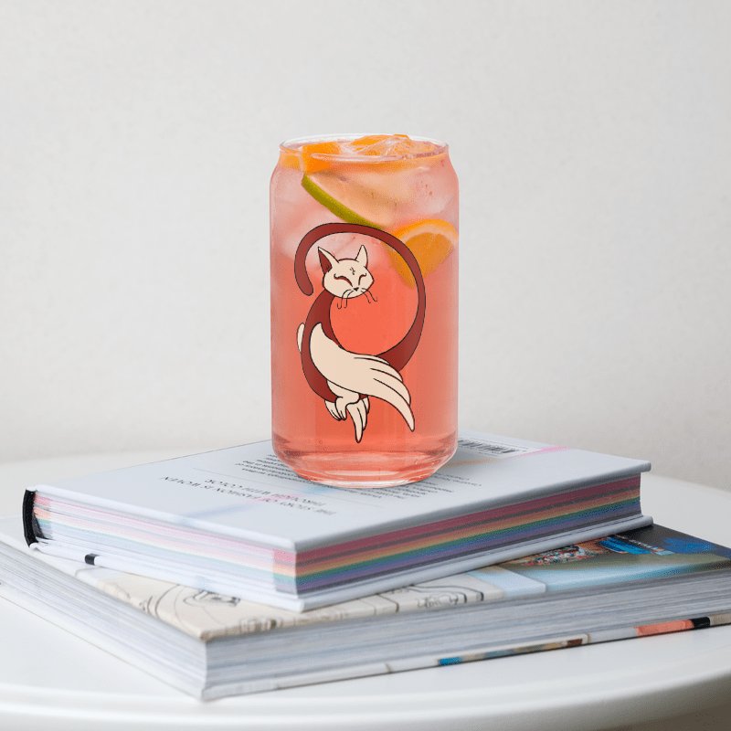 Calming Brown Cat-Owl Can-Shaped Glass product image (9)
