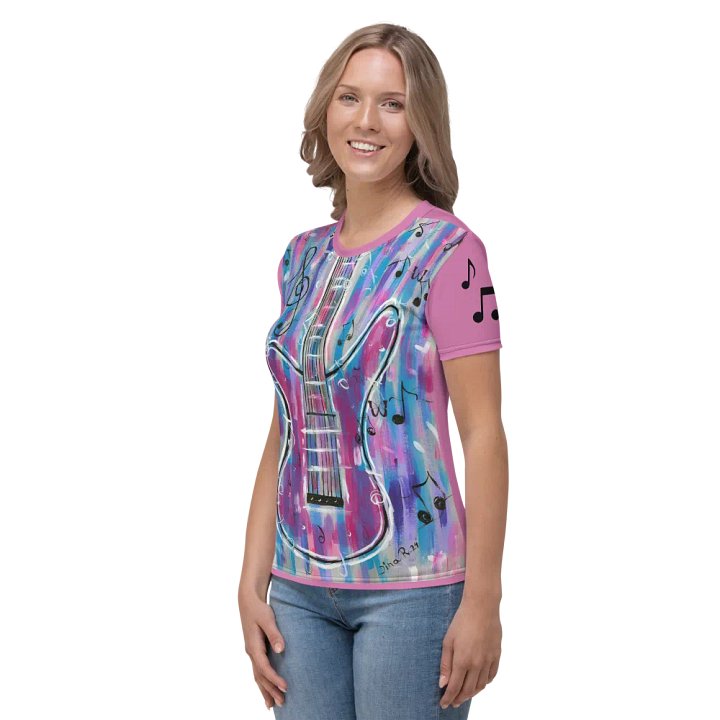 My Guitar (art by Dina R.) acrylic painting picture - Women's Crew Neck T-Shirt product image (2)