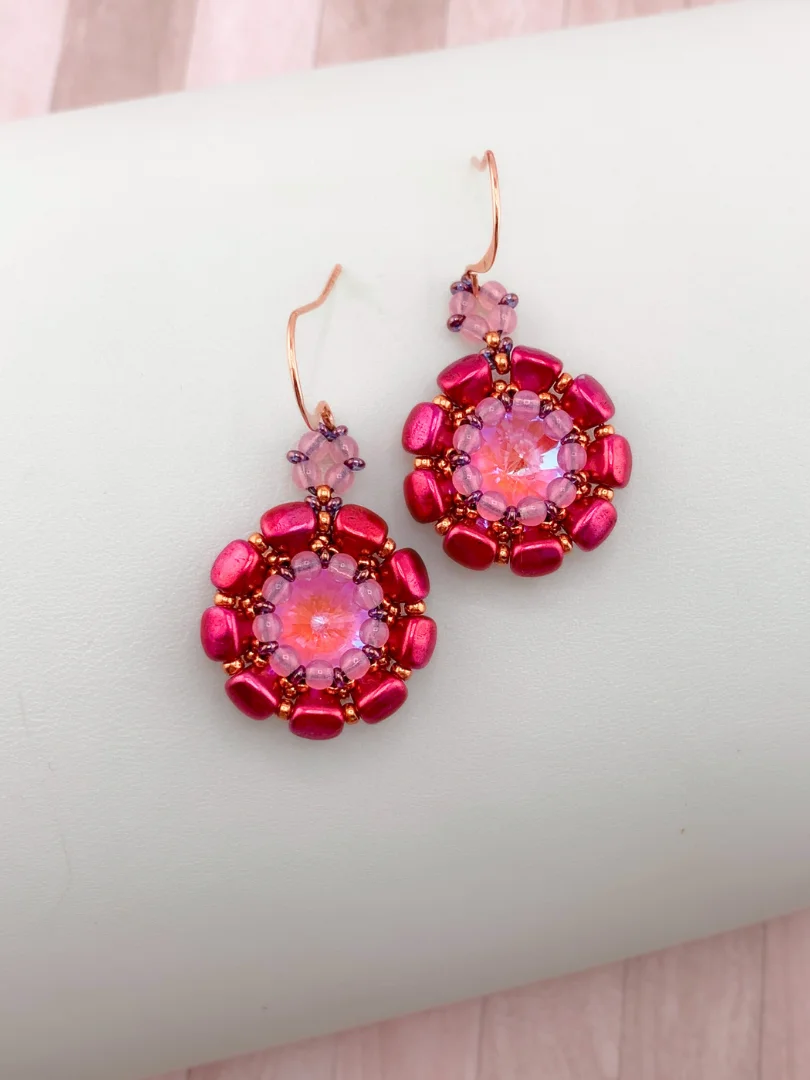 Nib-Bit Blossom Crystal Beaded Earrings - Pink product image (5)