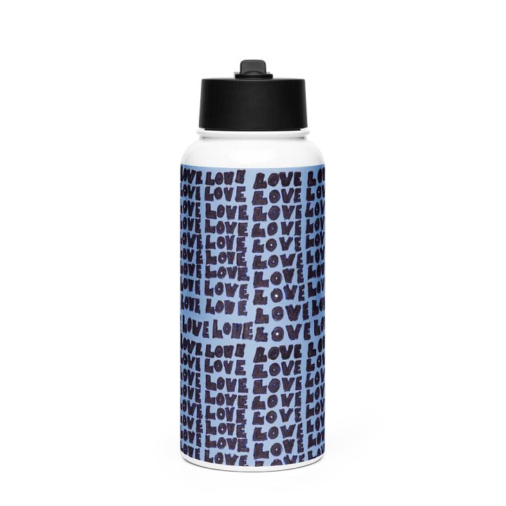Love Stainless Steel Water Bottle with a Straw Lid in Blue product image (1)