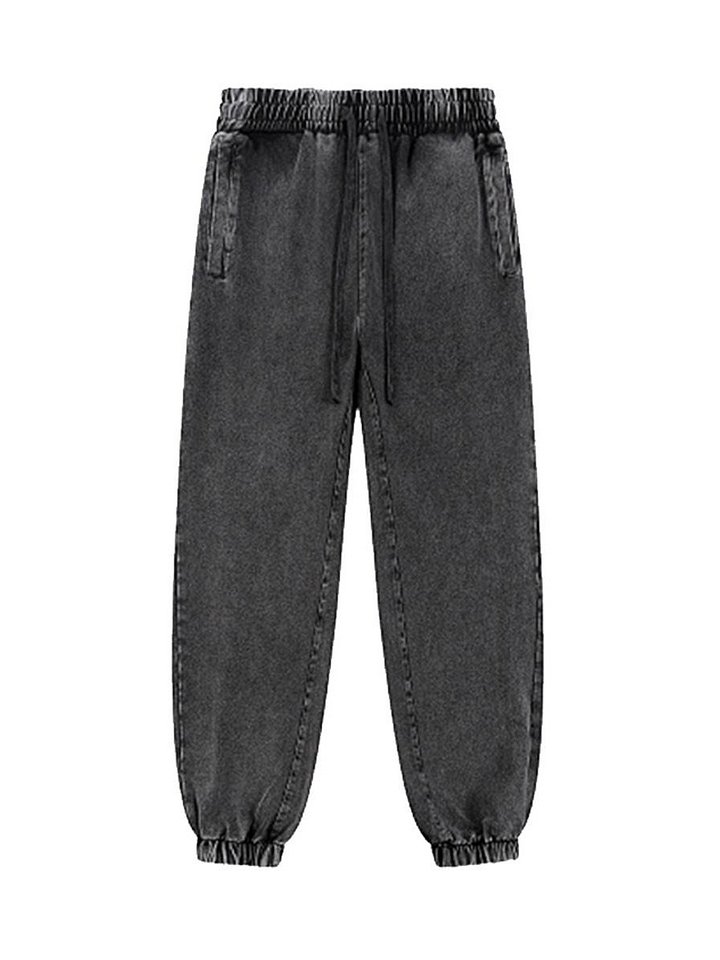Acid Wash Cotton Joggers – Vintage Wash Cuffed Sweatpants with Drawstring Waist product image (2)