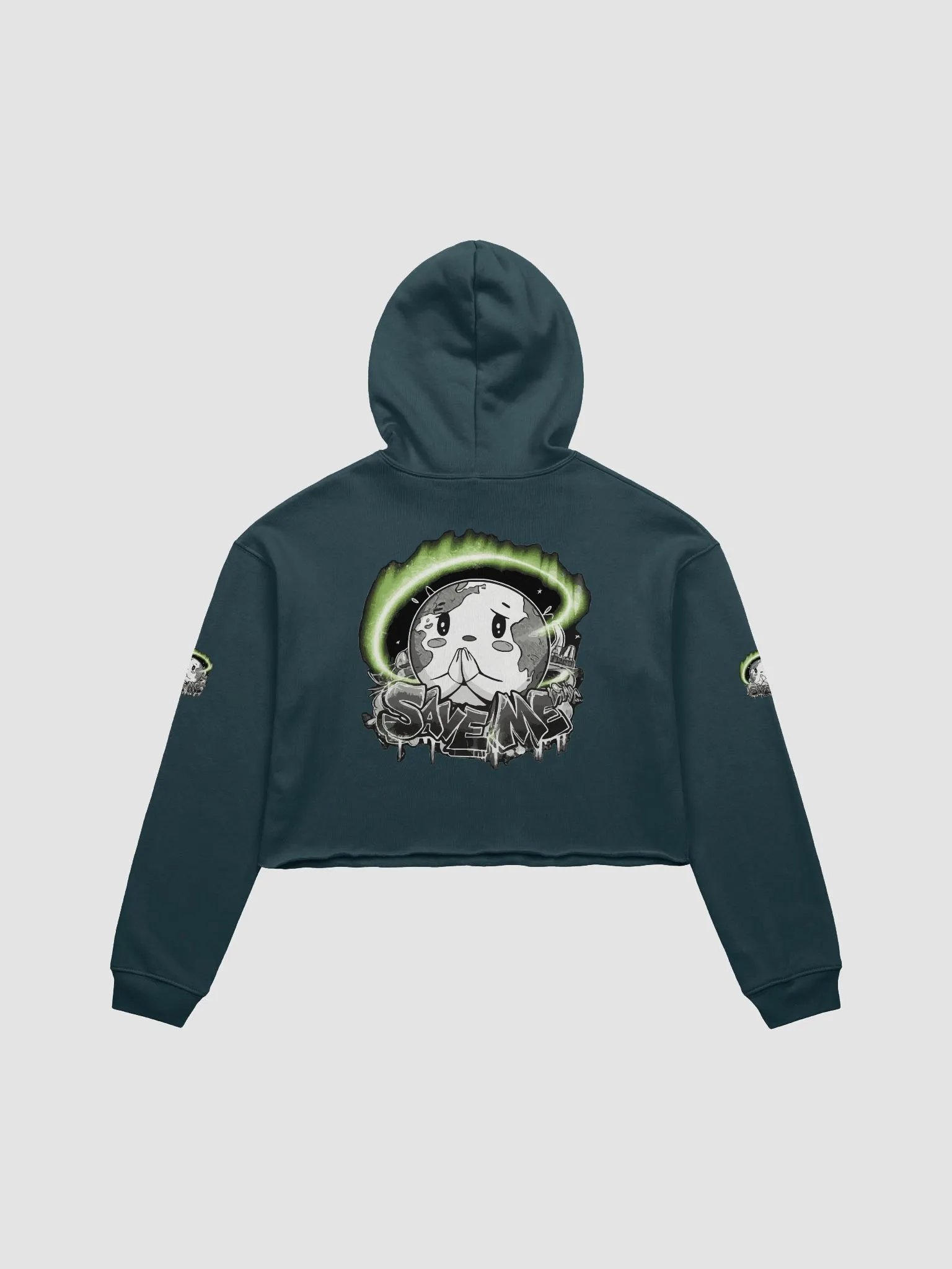 Save Me: A Plea from Planet Earth Fleece Crop Hoodie 🌍 product image (2)