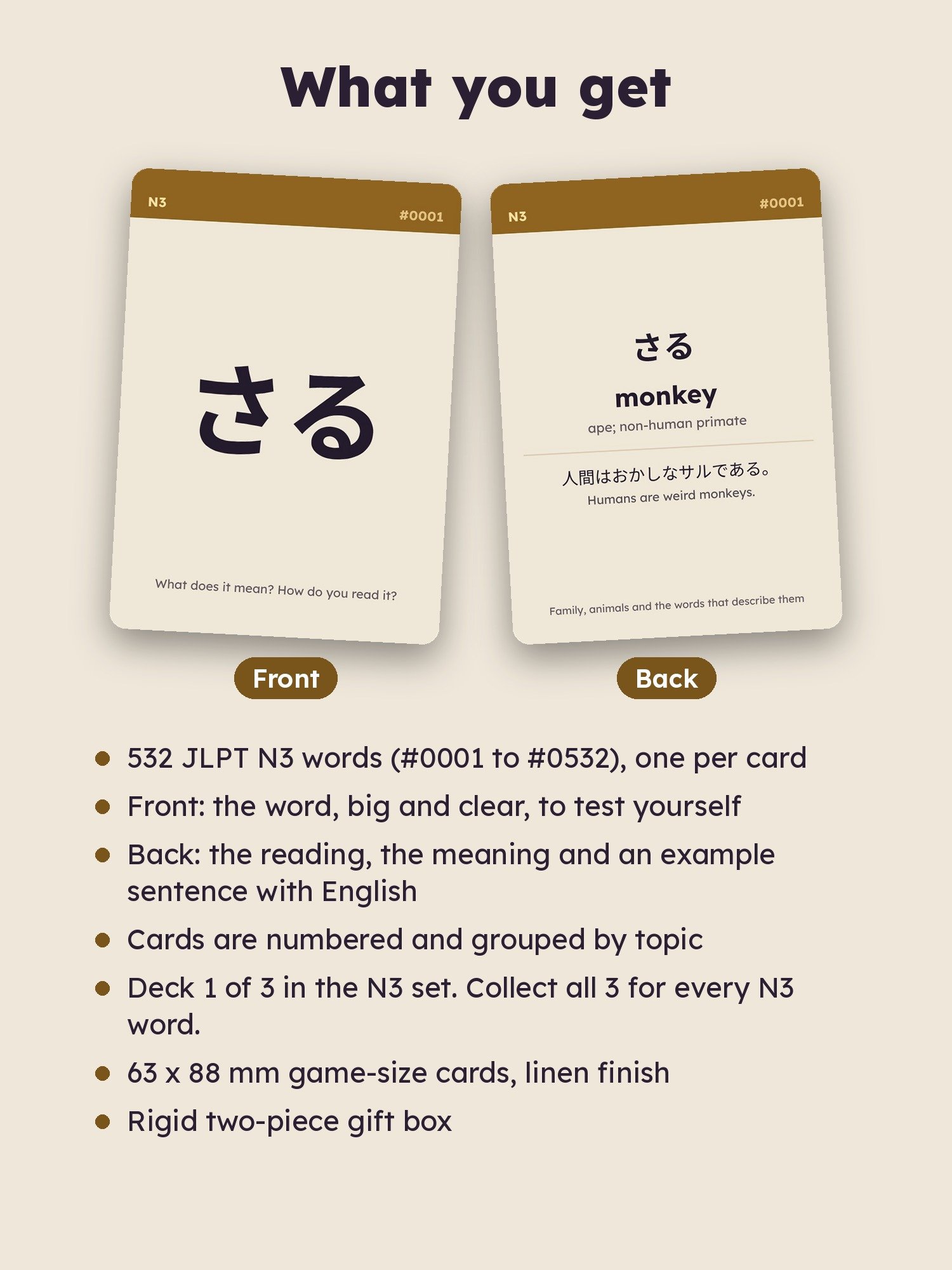 Japanese Flash Cards: JLPT N3 Vocabulary Deck 1 of 3, Words 1 to 532 (zombie.cat) product image (2)