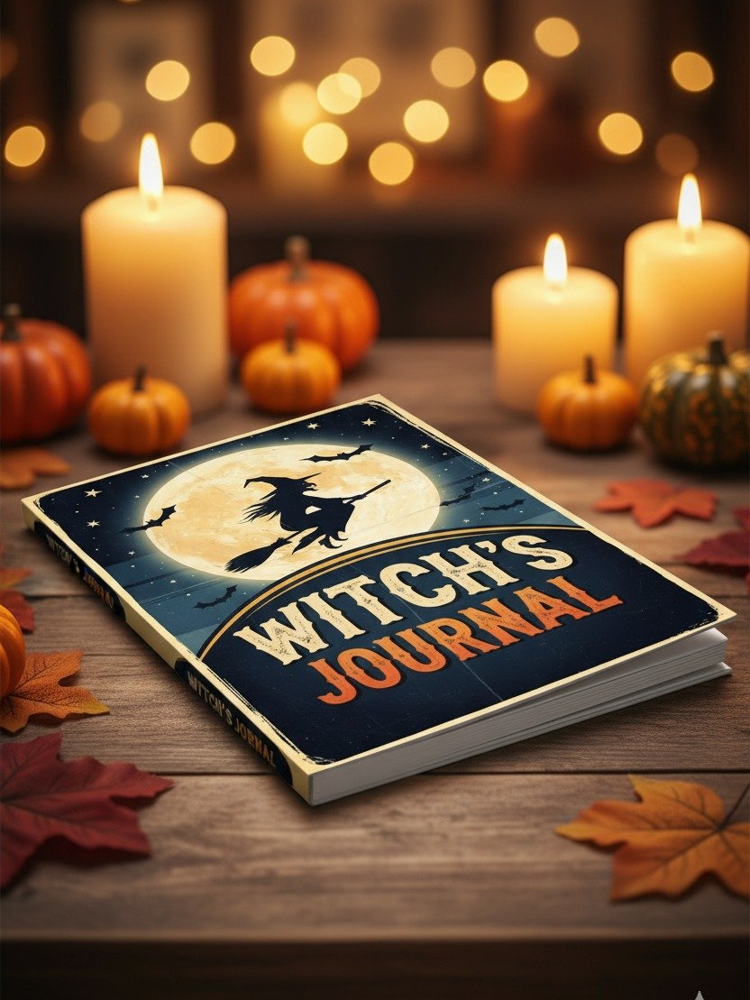 Witch's Journal Digital Cover | Printable Halloween Notebook Cover Design | Spooky Season Planner Insert | Witchy Decor product image (3)