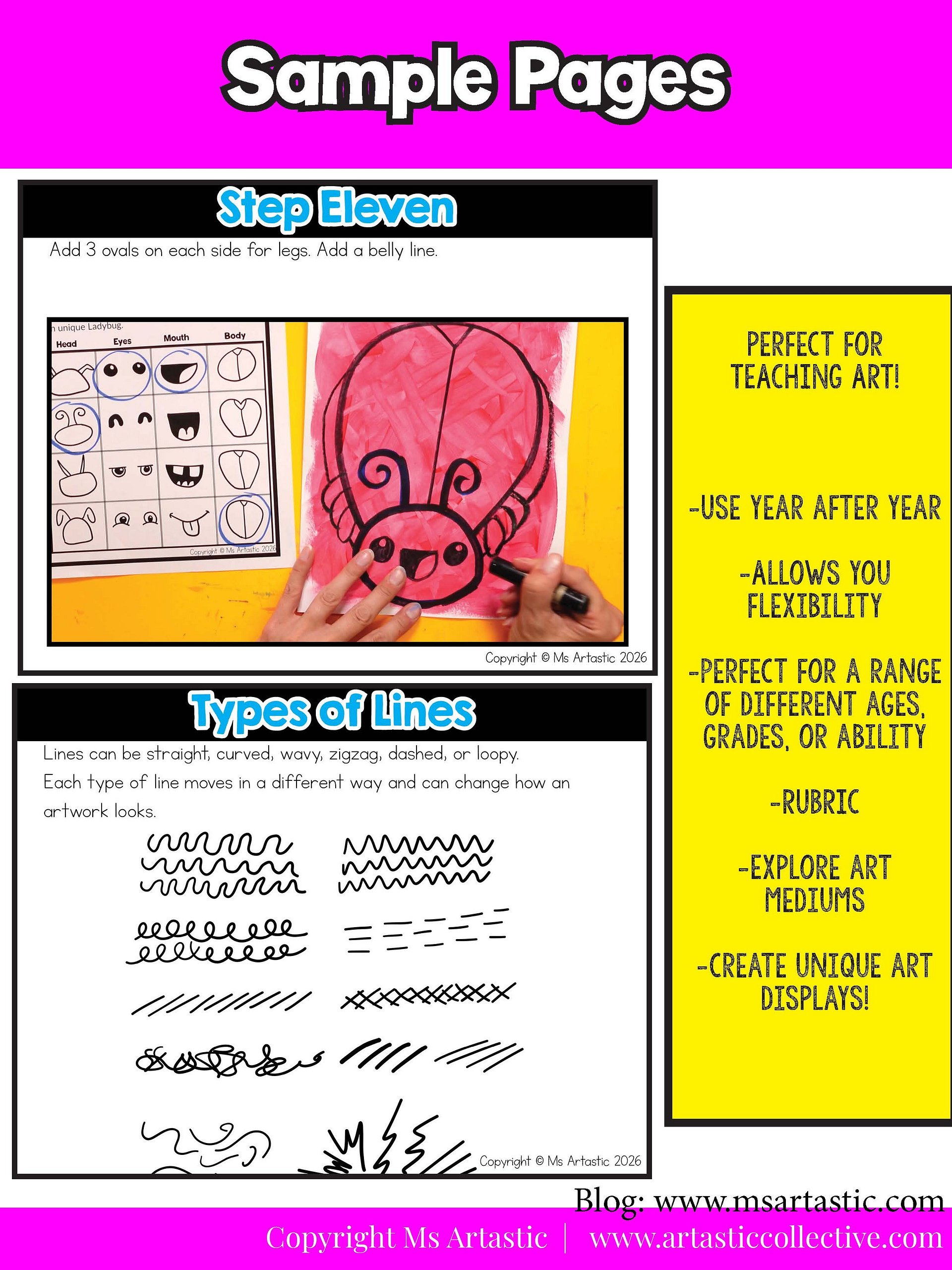 Line Ladybug Art Lesson 2nd Grade Types of Lines Art Project Ladybug Art Activity BTS product image (6)