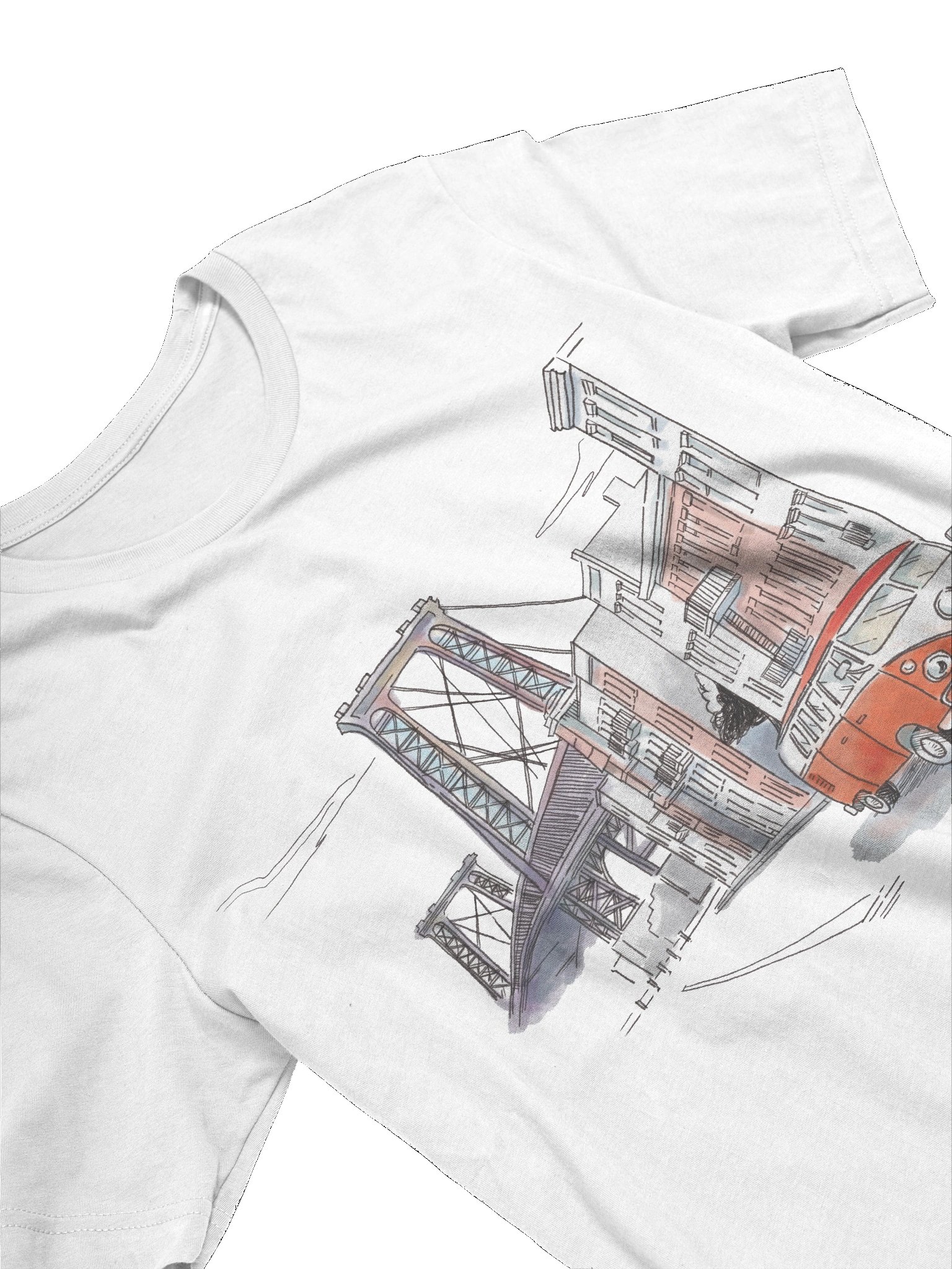 Williamsburg Bridge Tee in red and purple artwork product image (5)